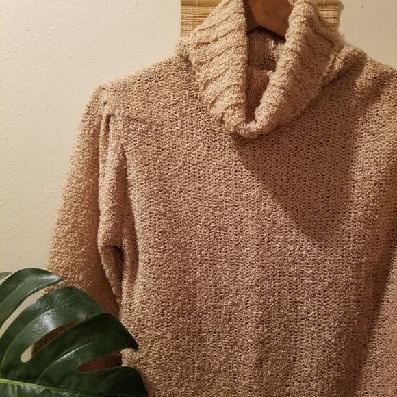 Vintage Tan / Peach Boucle Cowl Neck Sweater - Picture 4 of 5